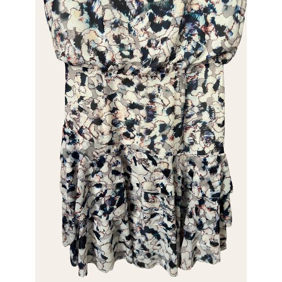 Reiss Annah Tiered Abstract Floral Watercolor Cap Sleeve A-Line Dress Size 6 - Picture 4 of 11